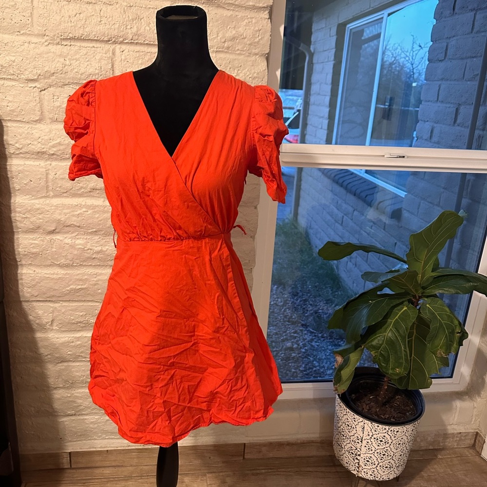 Belted red dress